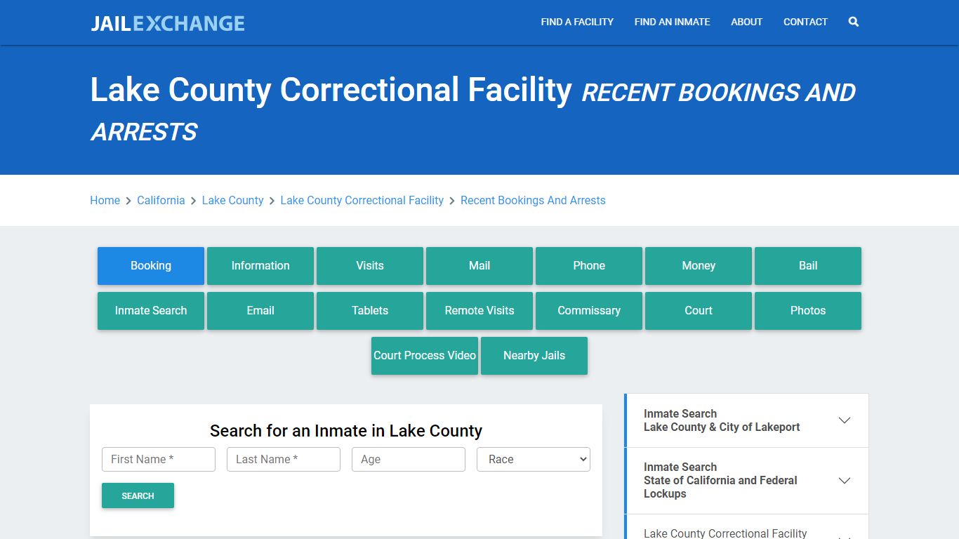 Lake County Correctional Facility Recent Bookings And Arrests