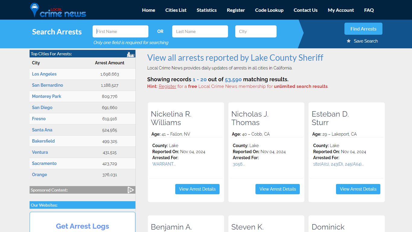 Arrests reported by Lake County Sheriff | Local Crime News